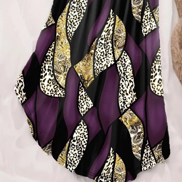 BOGO 5X Plus Size Retro Leopard & Paisley Round Neck Tank Nightdress PJs Lounge - Picture 8 of 12